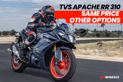 Front view of TVS Apache RR 310 2025 showcasing LED headlamps and aerodynamic design