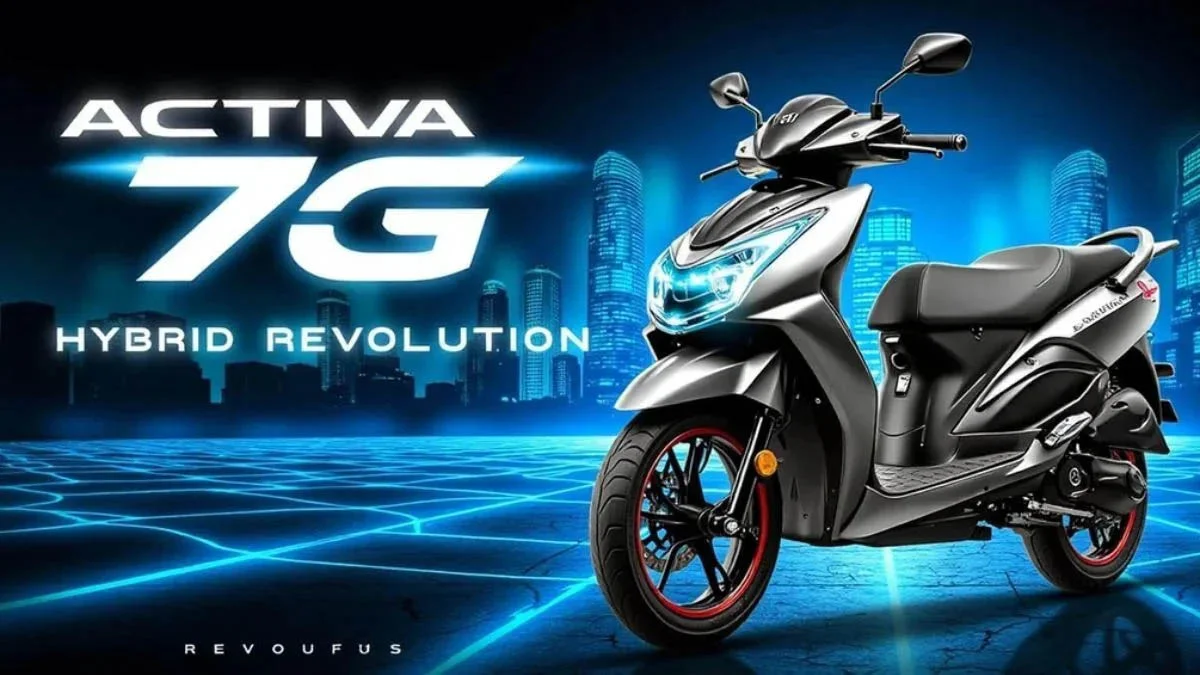 Honda Activa 7G Hybrid Revolution scooter with futuristic city background